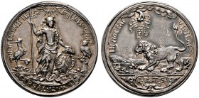 Nürnberg, Stadt. Weitere Marken und Medaillen. Silbermedaille 1674 von Christian Moller, auf die Wachsamkeit des städtischen Regiments in Zeiten franz...