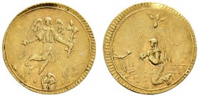 Nürnberg, Stadt. Weitere Marken und Medaillen. Medaillenförmiger 1/6 Dukat o.J. (um 1700) unsigniert. Schwebender Engel mit einer Blume in der Linken,...