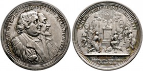 Nürnberg, Stadt. Weitere Marken und Medaillen. Silbermedaille 1730 von P.P. Werner und S. Dockler, auf den gleichen Anlass. Die Brustbilder von Martin...