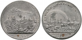 Nürnberg, Stadt. Weitere Marken und Medaillen. Zinnmedaille mit Kupferstift 1784 von J.Chr. Reich, auf die Überschwemmung. Das überflutete Nürnberg un...