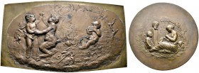 Nürnberg, Stadt. Weitere Marken und Medaillen. Zwei einseitige, hohl geprägte Kupferklischees o.J. (frühes 19. Jahrhundert) unsigniert. Unter einem Ba...