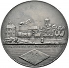 Nürnberg, Stadt. Weitere Marken und Medaillen. Einseitige Zinngussmedaille 1835 von J.G. Loeffler d.J., auf den gleichen Anlass. Ankunft des Zuges in ...