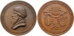 Nürnberg, Stadt. Weitere Marken und Medaillen. Bronzemedaille 1840 von C. Kramer, auf die 400-Jahrfeier der Erfindung des Buchdrucks. Büste Gutenbergs...