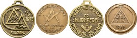 Nürnberg, Stadt. Weitere Marken und Medaillen. Lot von 2 bronzenen Freimaurermedaillen 1975 und 1976 Loge "Zu den drei Pfeilen" (gegründet 1789). Fisc...