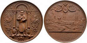 Nürnberg, Stadt. Weitere Marken und Medaillen. Bronzemedaille, sogen. Stadtansichtsmedaille o.J. (um 1885) von Hans Ströbel (geprägt bei Lauer). Stadt...