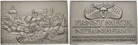 Nürnberg, Stadt. Weitere Marken und Medaillen. Versilberte Bronzeplakette o.J. (vor 1892) von L.Chr. Lauer, auf die Maschinenfabrik Ernst Meck. Stadta...