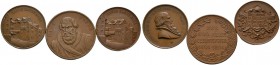 Nürnberg, Stadt. Weitere Marken und Medaillen. Lot (3 Stücke): Bronzemedaillen auf Hans Sachs bzw. das Hans-Sachs-Haus. 1894 auf seinen 400. Geburtsta...