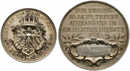 Nürnberg, Stadt. Weitere Marken und Medaillen. Städtische Dienstbotenmedaille in versilberter Bronze 1890 von L.Chr. Lauer. Jungfrauenadler unter Maue...