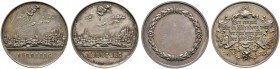 Nürnberg, Stadt. Weitere Marken und Medaillen. Lot (2 Stücke): Silbermedaillen o.J. (um 1900) von L.Chr. Lauer. Stadtansicht von Osten, darüber Putto ...