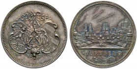 Nürnberg, Stadt. Weitere Marken und Medaillen. Kleine Silbermedaille o.J. (um 1900) von L.Chr. Lauer. Stadtansicht von Osten / Zweites und drittes Sta...