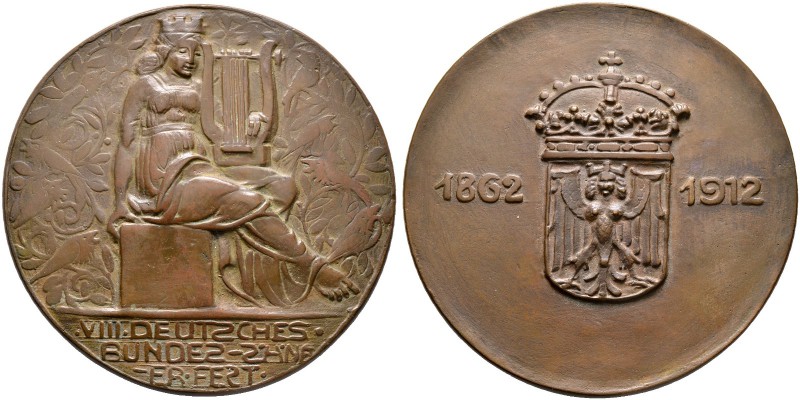 Nürnberg, Stadt. Weitere Marken und Medaillen. Bronzegussmedaille 1912 von F. Pö...