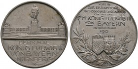 Nürnberg, Stadt. Weitere Marken und Medaillen. Mattierte Silbermedaille 1913 von L.Chr. Lauer, auf die Einweihung des Denkmals für König Ludwig II. vo...
