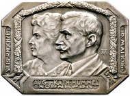 Nürnberg, Stadt. Weitere Marken und Medaillen. Einseitige Silberplakette 1916 von August Hummel, auf die Silberne Hochzeit von August und Katharina Hu...