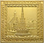 Nürnberg, Stadt. Weitere Marken und Medaillen. Einseitige, vergoldete Bronzeplakette o.J. (1920-1930) von L.Chr. Lauer, der Arbeitsgemeinschaft der Ra...