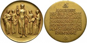 Nürnberg, Stadt. Weitere Marken und Medaillen. Vergoldete Bronzemedaille o.J. (vor 1933) unsigniert. Modell der Prämienmedaille der Akademie der Bilde...