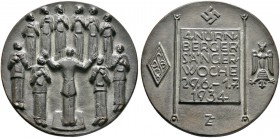 Nürnberg, Stadt. Weitere Marken und Medaillen. Bronzegussmedaille 1934 von Hugo Ziegler, auf die 4. Nürnberger Sängerwoche - gewidmet vom Stadtrat Nür...