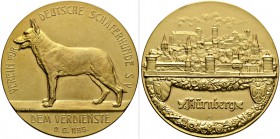 Nürnberg, Stadt. Weitere Marken und Medaillen. Vergoldete, bronzene Prämienmedaille o.J. (um 1935) von Fritz König (geprägt bei Lauer), des Vereins fü...