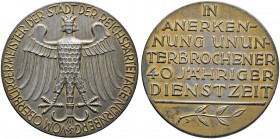Nürnberg, Stadt. Weitere Marken und Medaillen. Prämienmedaille aus vergoldetem Zink o.J. (1933-1945) von Hugo Ziegler, des Oberbürgermeisters - Für 40...