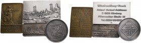 Nürnberg, Stadt. Weitere Marken und Medaillen. Lot (4 Stücke): 3 Reklame-Plaketten und 1 Medaille. 1) Versilberte Bronzeplakette o.J. (um 1900) auf di...