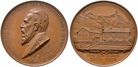 Partenkirchen, Stadt. Bronzemedaille 1894 mit Signatur FK (geprägt bei Lauer), auf Professor Michael Sachs (1837-1893) und das 25-jährige Jubiläum der...