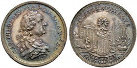 Pfalz-Kurlinie. Karl Theodor 1742-1799. Silbermedaille o.J. (ab 1763) Präsenzjeton der Akademie der Wissenschaften von A. Schäffer. Brustbild im Harni...