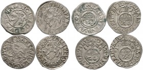 Pommern-Stettin. Philipp II. 1606-1618. Lot (4 Stücke): Groschen zu 1/24 Taler 1615, 1616 und 1619 (2 Varianten).
 sehr schön, sehr schön-vorzüglich...