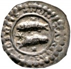 Radolfzell (Münzstätte der Abtei Reichenau). Diethelm von Krenkingen 1169-1206. Brakteat 1190-1200. Zwei waagerecht gegeneinander schwimmende Fische, ...