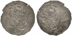 Regensburg, Bistum. Heinrich I. Graf von Wolfratshausen 1132-1155. Dünnpfennig um 1140/50. Geistlicher mit Tonsur und in die Mitte haltenden Krummstab...
