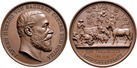 Sachsen-Coburg-Gotha. Alfred 1893-1900. Bronzene Prämienmedaille o.J. von F. Helfricht, für Verdienste um die Landwirt­schaft. Kopf des Königs nach re...