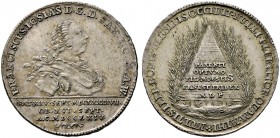 Sachsen-Coburg-Saalfeld. Franz Josias 1745-1764. 1/4 Konventionstaler 1764 -Saalfeld-. Auf seinen Tod. KOR 883.3, Slg. Mers. 3667, Grasser 524.
 fein...