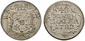Sachsen-Coburg-Saalfeld. Ernst Friedrich 1764-1800. 1/48 Taler (Sechser) 1782 -Saalfeld-. KOR 929, Slg. Mers. 3685, Grasser 545.
 seltenes Prachtexem...