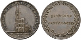Straßburg, Stadt. Silbermedaille 1810 von Courtot, auf die Ankunft der Gemahlin Napoleons I., Marie-Louise von Österreich, in Frankreich. Ansicht des ...