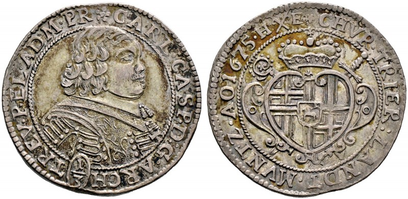 Trier, Erzbistum. Carl Caspar von der Leyen 1652-1676. 1/3 Taler 1675 -Koblenz-....