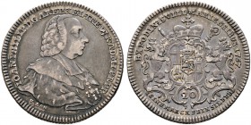 Trier, Erzbistum. Johann Philipp von Walderdorff 1756-1768. 1/2 Ausbeute-Konventionstaler 1757 -Koblenz-. Vilmarer Gruben. Brustbild im Hermelinornat ...
