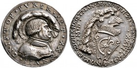 Württemberg. Herzog Ulrich 1498-1550. Silbermedaille 1526 von Matthes Gebel, auf den Patrizier Christoph Fürer von Haimendorff (1479-1537) - Anführer ...