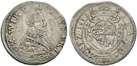 Württemberg. Julius Friedrich 1631-1633. 15 Kreuzer 1632. Geharnischtes Brustbild mit Spitzenkragen nach rechts / Gekrönter Wappenschild auf Kartusche...