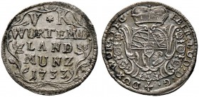 Württemberg. Eberhard Ludwig 1693-1733. 5 Kreuzer 1733. KR 74, Ebner 235.
 feine Patina, vorzüglich