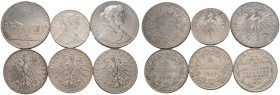 36 Stücke: FRANKFURT-Schwalbachtaler. Vereinstaler 1858-1864, Gedenktaler 1859 Schillers Geburtstag und 1862 Deutsches Schützenfest, Doppelgulden 1845...