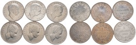 13 Stücke: NASSAU. Sammlung von 1 Gulden-Münzen der Jahrgänge 1838-1847, 1855 (Rechtskopf), 1855 (Linkskopf) und 1856 (AKS 43, 65, 66).
 sehr schön, ...