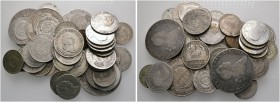 Ca. 50 Stück: SACHSEN. Zumeist Silbermünzen 18./19. Jh. mit diversen 1/12 Taler, 1/6 Taler, 1/3 Taler, 1/2 Gulden. Dabei auch 1/4 Taler 1593, Konventi...