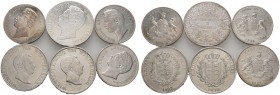 40 Stücke: WÜRTTEMBERG-Schwalbachtaler. Kronentaler 1818, Doppelgulden 1824 und 1825, Kronentaler 1825-1831, 1831 und 1837, Kronentaler 1833 Handelsfr...