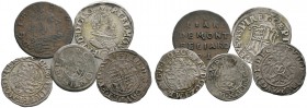 5 Stücke: WÜRTTEMBERG-MÖMPELGARD. Gröschlein 1579, Halbbatzen 1589 (2x), Groschen 1585 sowie Cu-Liard 1715.
 schön-sehr schön, sehr schön