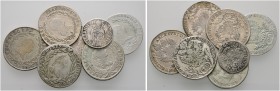 7 Stücke: BRANDENBURG-ANSBACH, 20 Kreuzer 1762; WÜRZBURG, Schilling 1693 sowie RDR/ ÖSTERREICH. 20 Kreuzer 1786 B, 1795 B, 1803 B, 1804 G und 1820 A....