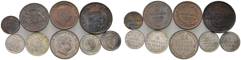 9 Stücke: Schwalbach-Kleinmünzen in prächtiger Erhaltung. BADEN, Kupferkreuzer 1...