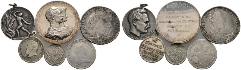 6 Stücke: BADEN, Mattierte Silbermedaille 1914 auf den Heldentod von Dr. Ludwig ...