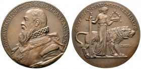 Medailleure. Dasio, Maximilian (1865-1954). Bronzegussmedaille o.J. (1908/09). Wie vorher / Nach rechts stehende Bavaria mit Schwert und Krone, hinter...
