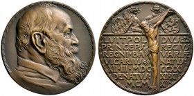 Medailleure. Gies, Ludwig (1887-1966). Bronzegussmedaille 1912. Auf den Tod des Prinzregenten Luitpold von Bayern. Dessen Brustbild nach rechts / Kruz...