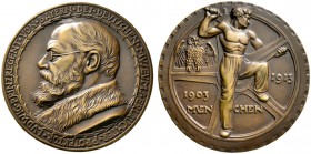 Medailleure. Gies, Ludwig (1887-1966). Bronzegussmedaille 1913. Auf das 10-jährige Bestehen des Deutschen Museums in München. Brustbild des Prinzregen...