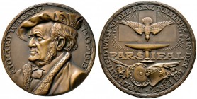 Medailleure. Gies, Ludwig (1887-1966). Bronzegussmedaille 1913. Auf den 100. Geburtstag des deutschen Komponisten und Dirigenten Richard Wagner (1813-...