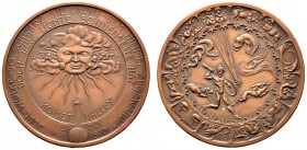 Medailleure. Gies, Ludwig (1887-1966). Kupfermedaille 1910. Auf den Halley'schen Kometen im Mai dieses Jahres. Sonne über Komet / Allegorie im Kranz d...